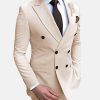 783ba055e33230e6f71f0cb0d152022e76cf635c478ef6fb004d8ce2566a9431.jpg Elegant Plain Lapel Collar Double Breasted Blazer & Pants 2Pcs Set