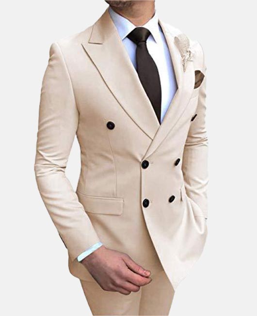 783ba055e33230e6f71f0cb0d152022e76cf635c478ef6fb004d8ce2566a9431.jpg Elegant Plain Lapel Collar Double Breasted Blazer & Pants 2Pcs Set