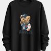 Baseball Jacket Bear Slogan Print Relax Fit Sweatshirt