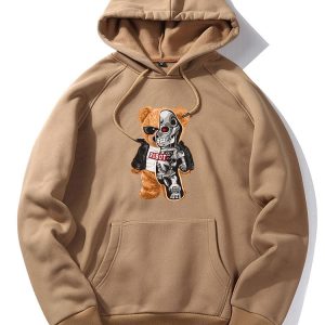 Robotic Bear Print Hoodie
