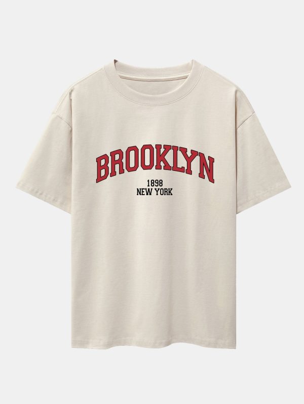 Brooklyn Print Drop Shoulder Oversize T-Shirt & Jersey Shorts