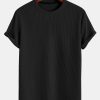 Muscle Fit Arc Hem Ribbed T-Shirt