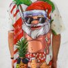 7a155516aac3c0264ccaa7d772ac46de1f02b030c966a8ed0b18d281d37d5acd.jpg Mens Christmas Santa Surfing Print Front Buttons Soft Breathable Chest Pocket Casual Hawaiian Shirt