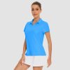 Women's Golf Polo Shirts V Neck UPF 50+ Collared Tennis Shirt Lightweight Quick Dry