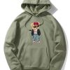 Hip Hop Style Bear Print Hoodie