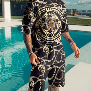 Suitmens Men's Fashion Print Shorts Set 107