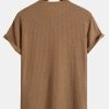 Muscle Fit Ribbed Henley Shirt