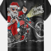 Men's Santa Print Casual Short Sleeve Shirt with Breast Pocket