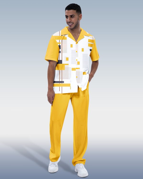 Suitmens Men's Walking Canary - Short Sleeve Men's Two-Piece Lounge Suit