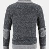 Zip Up Faux Suede Patchwork Sweater