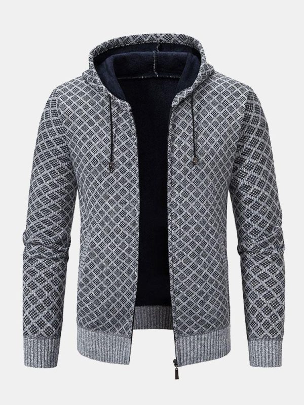 7de0750bb1c75ecf15d6f3dde91609f277e2862bae0ae8fe7a9aa38e18c504d1.jpg Diamond Pattern Zip Hooded Sweater