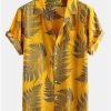 Tropical Plants Print Shirts & Swim Shorts
