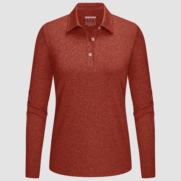 Women's Polo Shirts Long Sleeve UPF 50+ Sun Protection Golf Shirts Quick Dry Athletic Workout Collared Shirt
