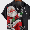 Vintage Joyful Cozy Santa Graphic Short Sleeves Shirts
