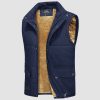 8270370315dda145716b14e034550a02d96fac29a1cba2ad3943c393a276b76c.jpg Men's Outerwear Vests Sleeveless Winter Stand Collar Padded Vest Warm Fleece Lined