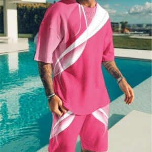 Suitmens Men's Art Pink Shorts Suit