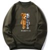Robot Bear Print Raglan Sleeves Sweatshirt & Jogger Pants