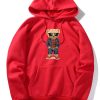 Denim Bear Print Hoodie