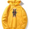 Denim Bear Print Hoodie