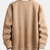 2 In 1 Faux Suede Crew Neck Sweatshirt