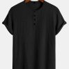 Muscle Fit Ribbed Henley Shirt