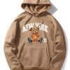 New York Basketball Bear Print Hoodie