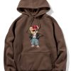 Hip Hop Style Bear Print Hoodie