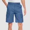Men Classic Cargo Lightweight Many Pockets Work Elastic Waist Casual Cotton Comfortable Shorts