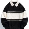 Relax Fit Color Block Patchwork Polo Sweatshirt
