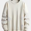 Textured Fabric Patchwork Crew Neck Sweatshirt