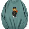 Basketball Bear Print Cotton Sweatshirt