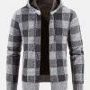 Plaid Zip Up Hooded Sweater