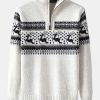 Christmas Moose Print Half Zip Sweater