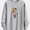 Selfie Bear Print Relax Fit Sweatshirt