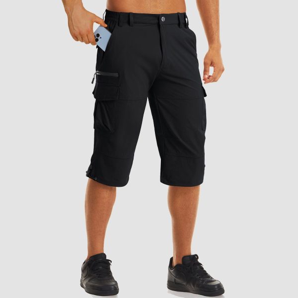 8c6247f5a8c0f3292aee4293a0503d9dfb7465cd18e810e2ab301de8e010aff4.jpg Men's Workout Gym Shorts with 7 Pockets Quick Dry 3/4 Capri for Hiking