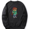 Guitar Bear Print Raglan Sleeves Sweatshirt