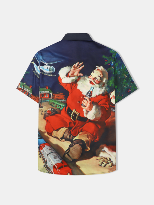 8d57a5e233caae00bb6f9e7794253af36576be51edf5ba9aeebf148fcc0f97a7.png Men's Christmas Collection Casual Short Sleeve Hawaiian Shirt with Chest Pocket
