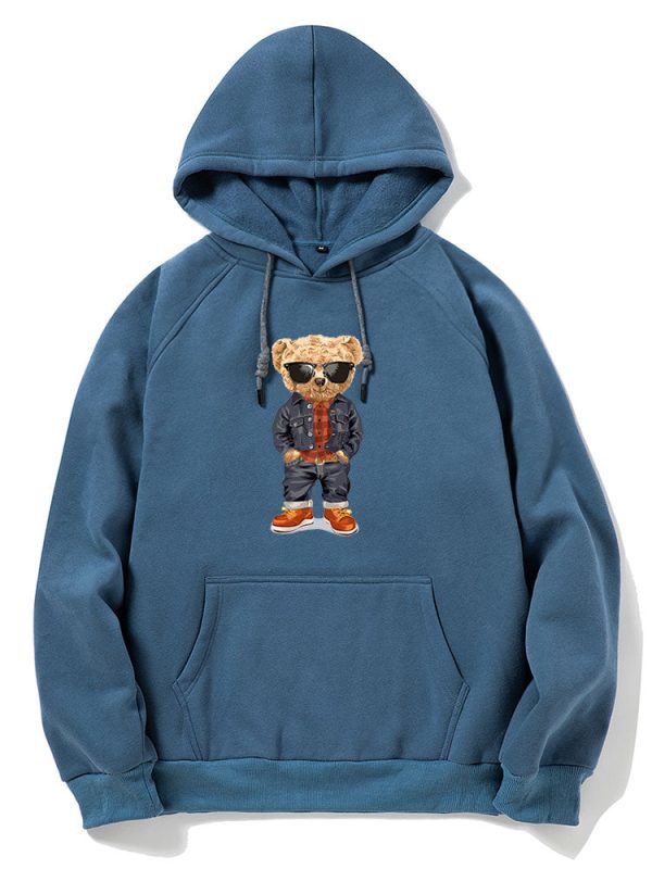 Denim Bear Print Hoodie