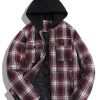 Quilted Lined Flannel Hooded Plaid Coat