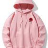 Rose Print Cotton Blend Hoodie & Jogger Pants