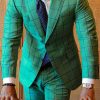 Casual Plaid Lapel Collar Blazer & Pencil Pants 2Pcs Set