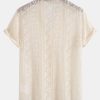 Short Sleeve Geometry Textured Cuban Shirt