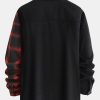 Long Sleeve Corduroy Plaid Panel Shirt