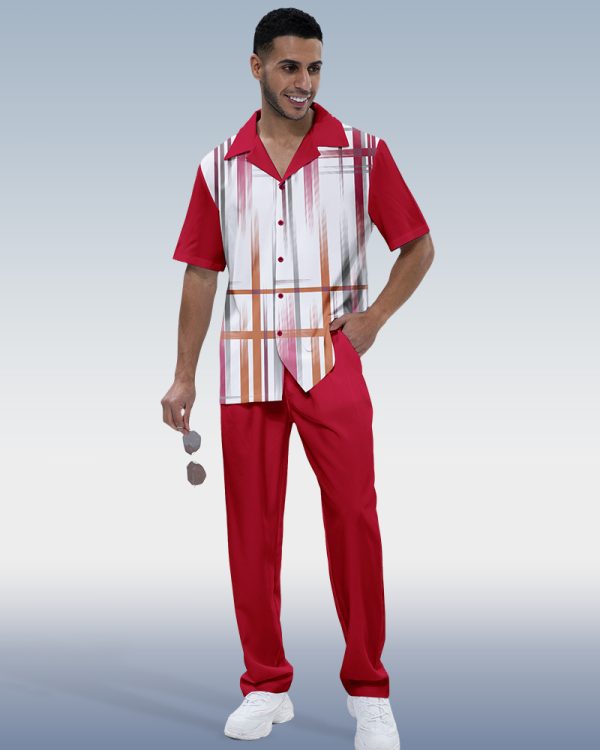930d69f60a92532e462ea059dcaddf8da81c87e3021bc032237a977f9dce38af.jpg Suitmens Men's Gradient Stripe 2-Piece Short Sleeve Suit 001