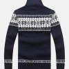 Christmas Geometric Print Zip Up Sweater