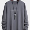 Long Sleeve Grateful Print Cotton T-Shirt