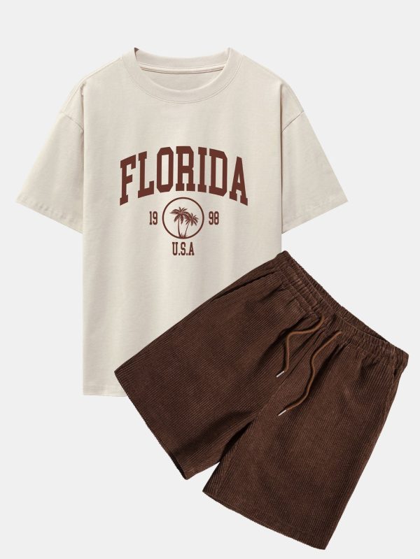 94066d198b2d7aeb5acd3fdf2141819e2a7428633fd47546ebf8b771ca172e8b.jpg Florida Palm Tree Print Heavy Weight Oversize T-Shirt & Corduroy Shorts