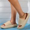Women Beige Soft Thick Bottom Slides, Anti-slip Bathroom Slippers