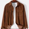 Long Sleeved Corduroy Button Up Shirt With Pockets