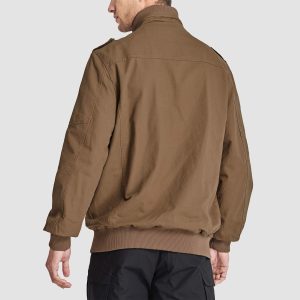 Men's Cotton Cargo Jackets Stand Collar Lightweight Tactical Jacket Windbreaker 4 Pockets